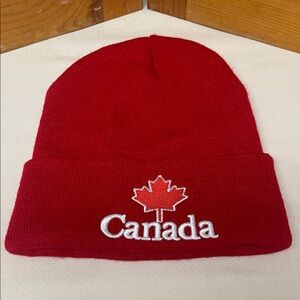 Red Canada Toque with Embroidered Maple Leaf 🇨🇦